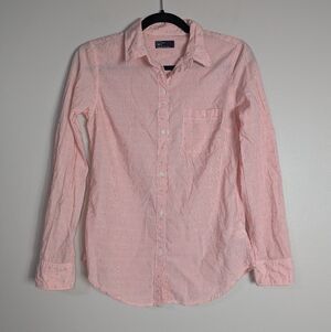 XS Gap Pink Striped Swiss Dot Button Front Top